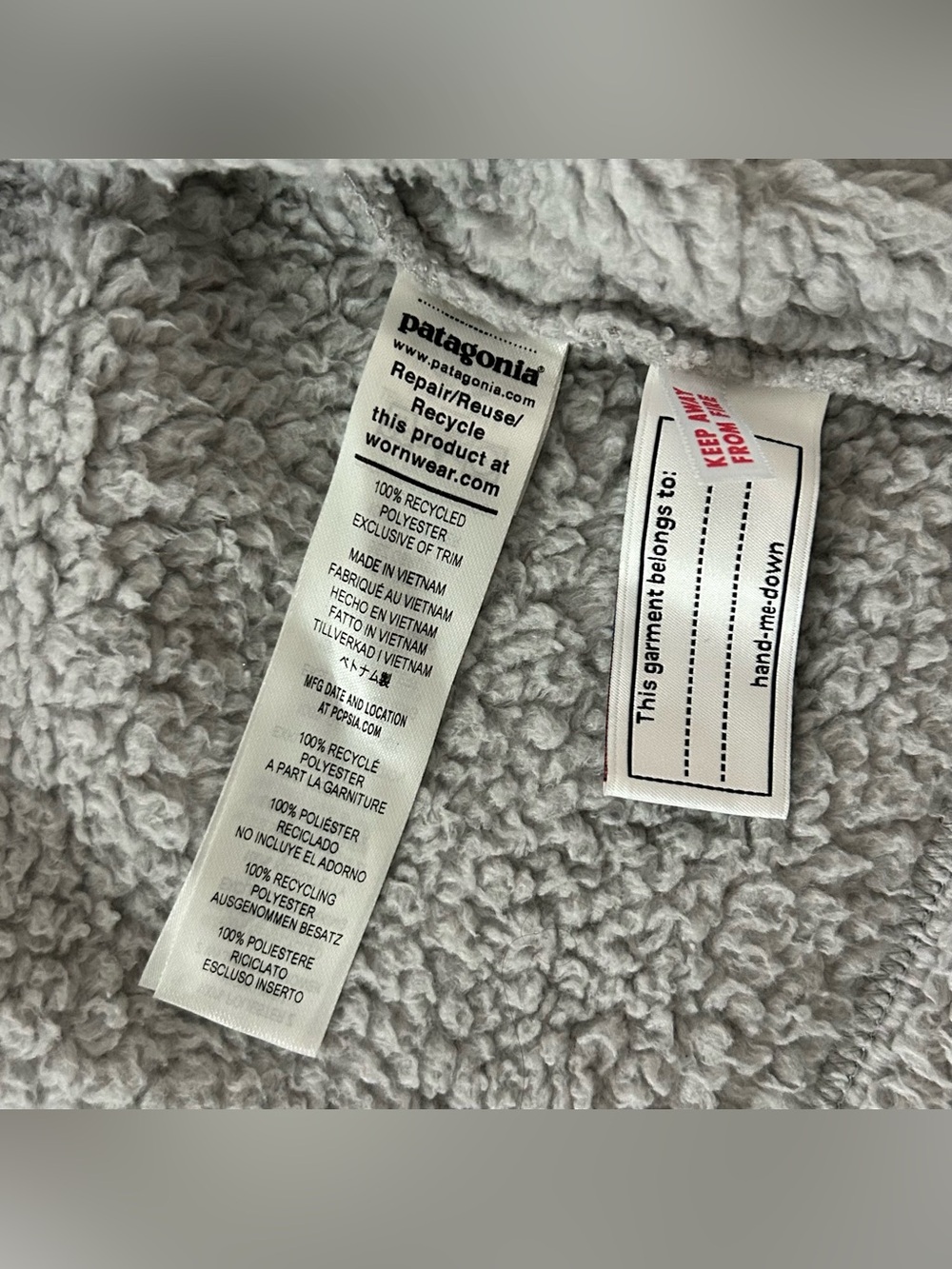 Patagonia Baby Furry Friends Hooded Fleece Jacket Gray Full Zip Ears Toddler 2T - Picture 6 of 8